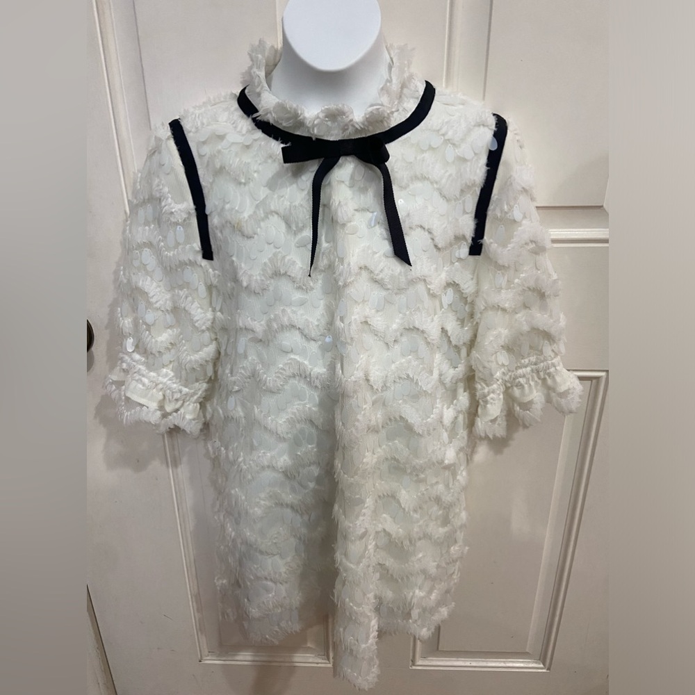 Beautiful Moiselle Blouse.Cream with Black tie & detail. My Size 36/US 4.